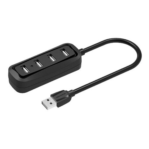 USB-концентратор Vention VAS-J 43-B 015, разъемов: 4, 15 см, черный usb концентратор рыбка разъемов 4 usb порта цвет красный