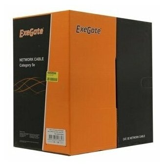 Кабель ExeGate EX281815RUS UTP4-C5e-CU-S25-IN-PVC-GY-305 UTP 4 пары кат.5e медь, 25AWG, бухта 305м