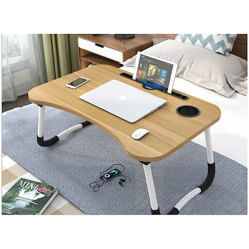 фото Складной столик подставка для ноутбука / столик для завтрака / для кровати / столик для ноутбука, для планшета / подставка для ноутбука складная / маленький компьютерный столик в кровать (светло-бежевый) guangzhou qinuo network technology co., ltd.