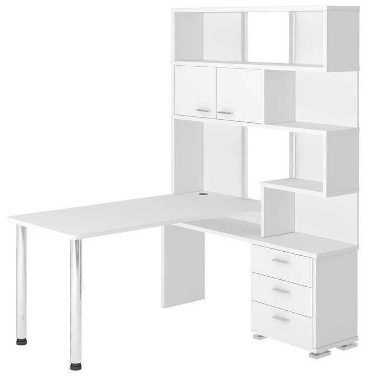 Мэрдэс компьютерный стол СР-420, угол: справа, ШхГхВ: 130х150х199 см, цвет: белый жемчуг - фотография № 1
