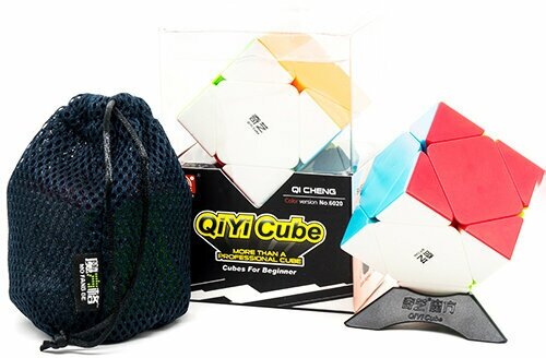 Подарочный комплект Скьюб Рубика, Подставка, Мешочек QiYi MoFangGe Skewb QiCheng / Головоломка для подарка / Цветной пластик