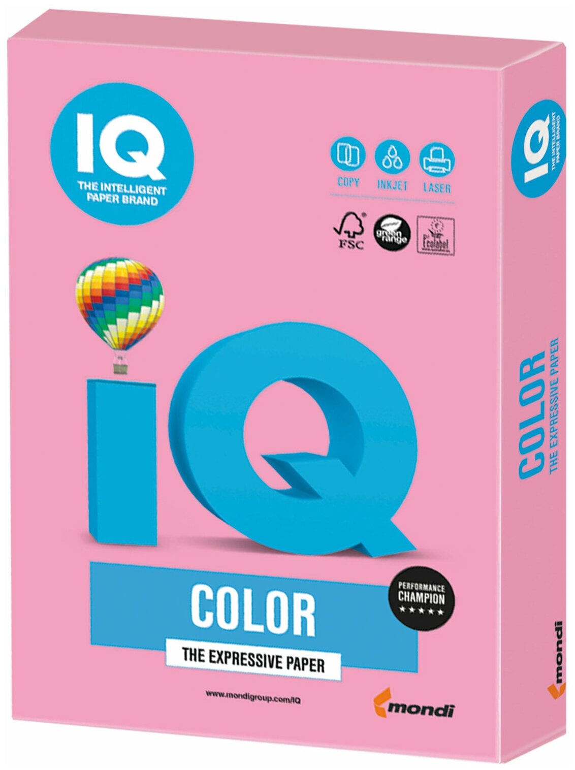 Бумага цветная IQ color, А4, 160 г/м2, 250 л., пастель, розовая, PI25