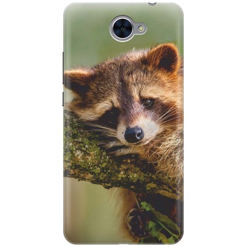 фото Cиликоновый чехол на huawei y7 2017 / хуавей у7 2017 с принтом "задумчивый енот" gosso