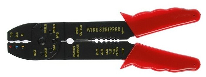 Стриппер LOM, 210 мм, для зачистки проводов 0.75-6 мм и обжима клемм 1.5-6 мм - фотография № 2