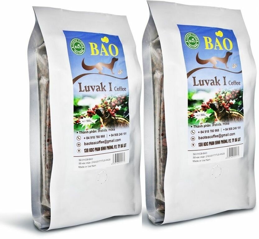 Кофе в зернах BAO Лювак (Luvak I), 2 шт по 500 г