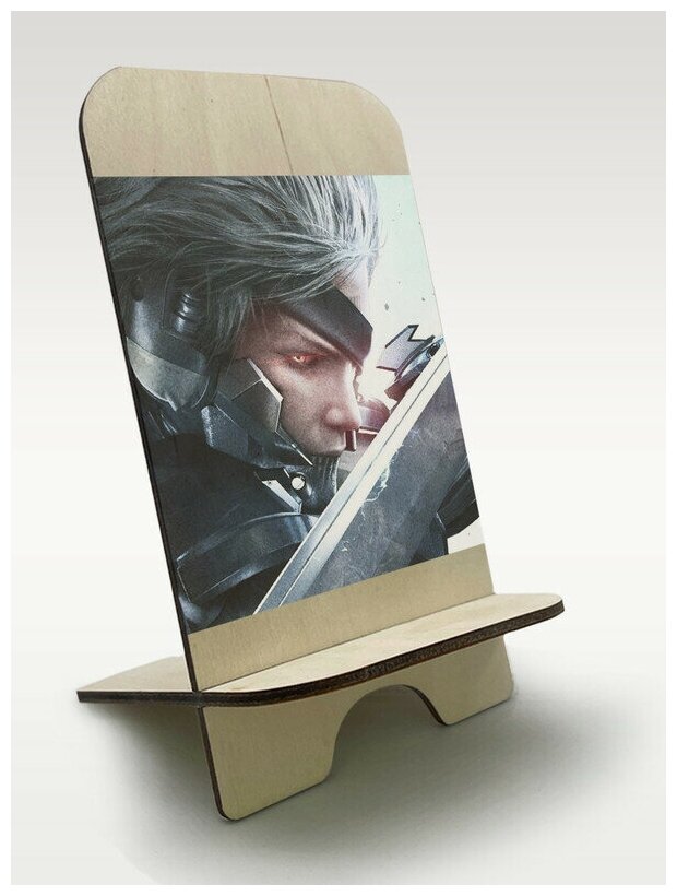 Подставка для телефона из дерева c рисунком принтом УФ Игры Metal Gear Rising Revengeance( PS Xbox PC Switch) - 2232
