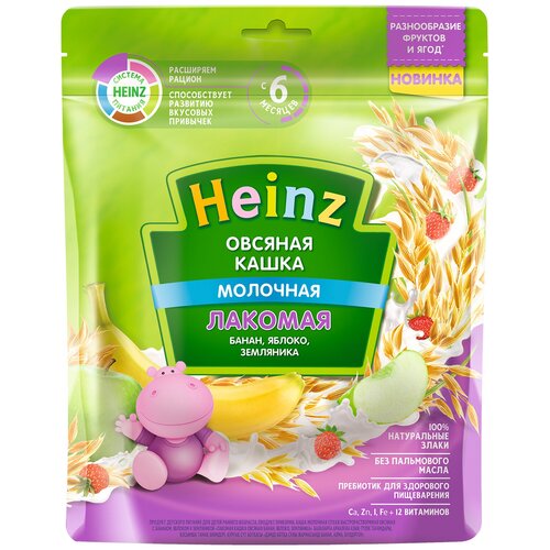 Каша Heinz молочная Лакомая овсяная банан, яблоко, земляника, с 6 месяцев каша молочная мультизлаковая фрутоняня яблоко банан и земляника с 6 месяцев