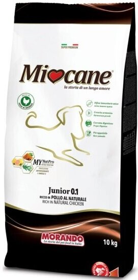 Корм сухой Miocane JUNIOR 0.1 для щенков собак средних пород с большим содержанием куриного мяса, 10 кг