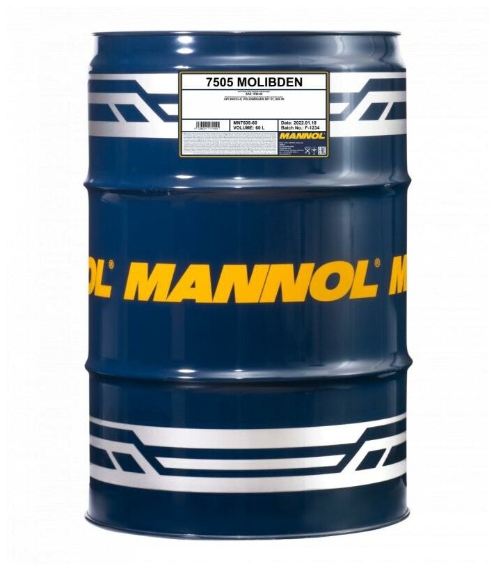 MANNOL Масло Моторное "Mannol" 7505 Molibden Benzin 10w40 (60 Л) П/Синт.