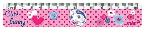 Kite Линейка Cute Bunny пластик 15 см (K17-090-1), розовый/белый