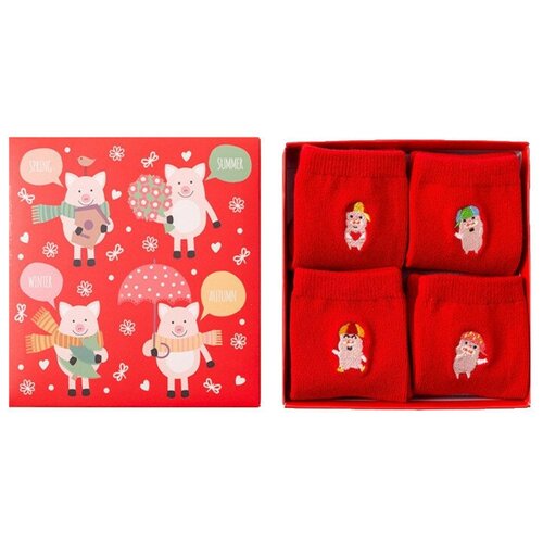 фото Носки caramella комплект 4 пары размер 16-18, красный