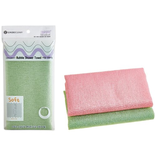 Мочалка для душа 28 x 100, средней жесткости Bubble Shower Towel (Корея) мочалка для душа 28 x 90 средней жесткости daily shower towel корея sungbo cleamy