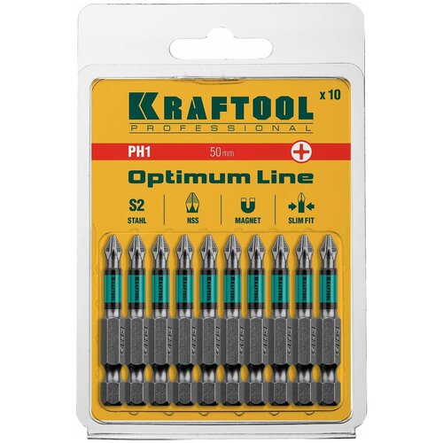 Набор бит Kraftool 26122-1-50-10, 10 предм., серый металлик, 1 уп.