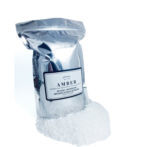 Amber Крымская морская соль для ванны 1000 гр. Белая с ароматом французского печенья