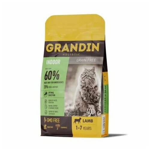 Grandin Indoor Сухой корм для кошек, с ягненком, 400 гр, 2 шт