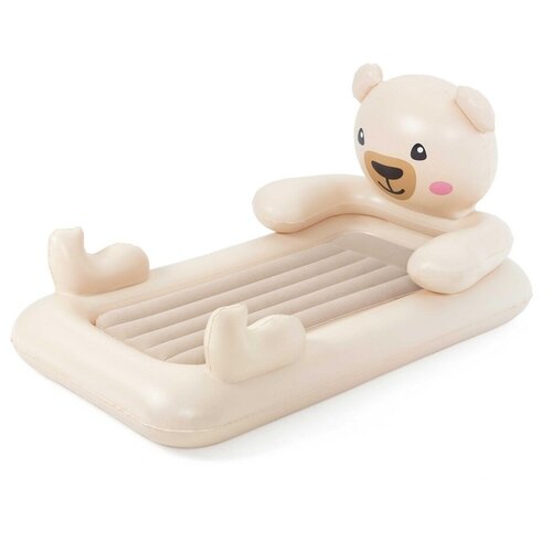 фото Кровать надувная детская bestway 67712 dreamchaser мишка, с надувными ограждениями и флокированным матрасом