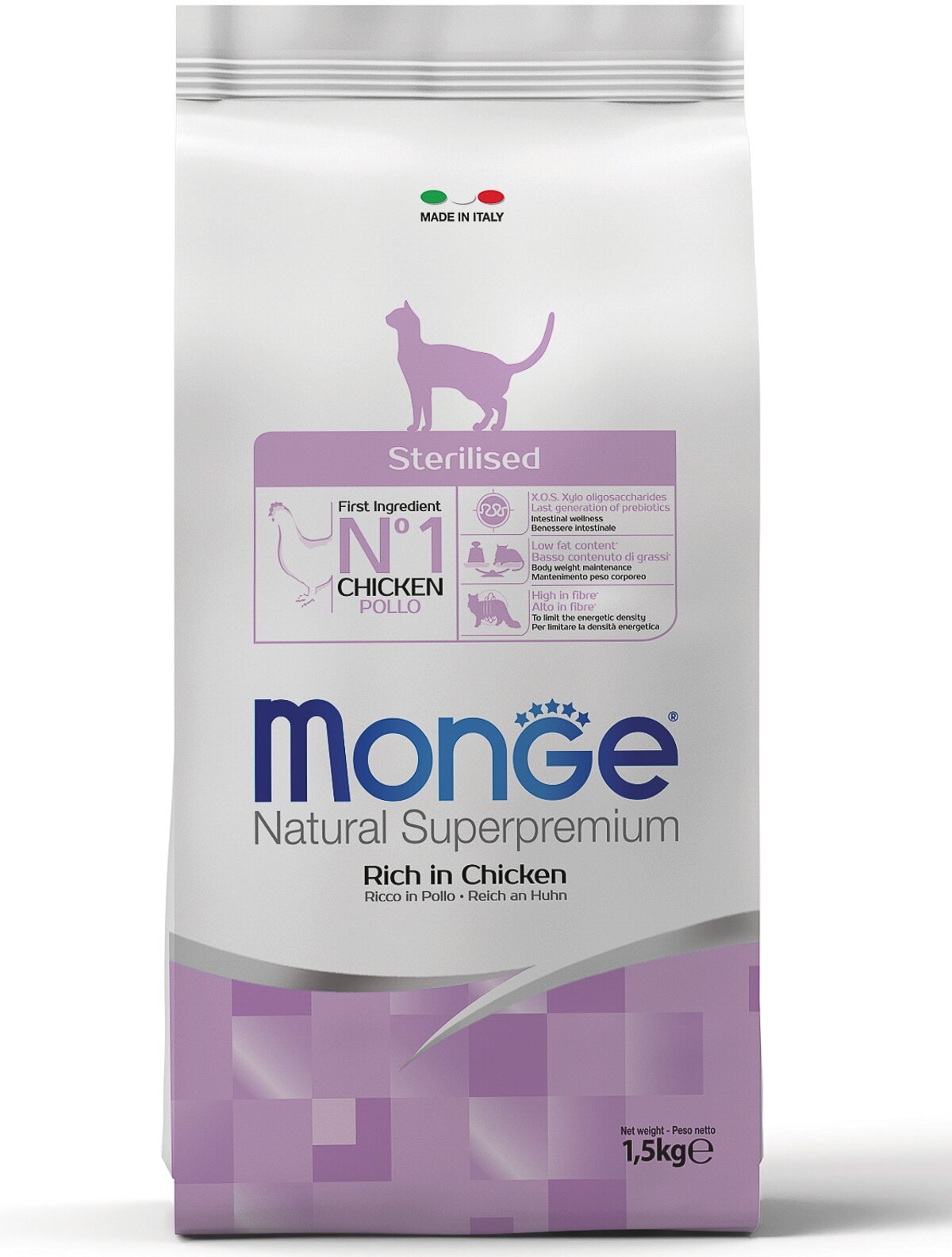 Сухой корм для стерилизованных кошек Monge Natural Superpremium, с курицей 10кг — фото 1
