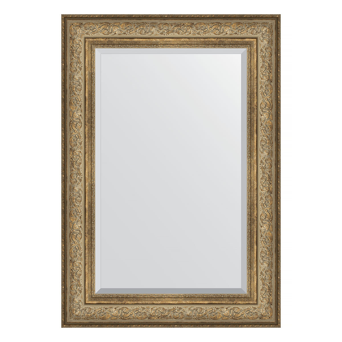 Зеркало настенное с фацетом EVOFORM в багетной раме виньетка античная бронза, 70х100 см, для гостиной, прихожей, спальни и ванной комнаты, BY 3451