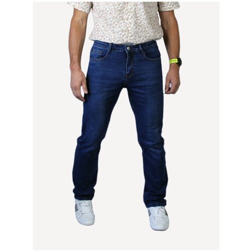 Джинсы RUS BARON, размер 34, синий джинсы прямые cash стрейч 36 34 синий