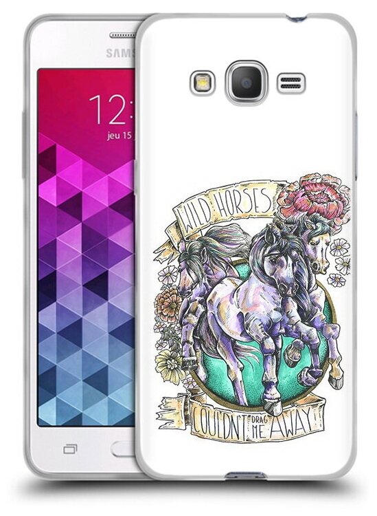Чехол задняя-панель-накладка-бампер MyPads рисунок коней в цветах для Samsung Galaxy Grand Prime/Prime VE Duos SM-G530 противоударный