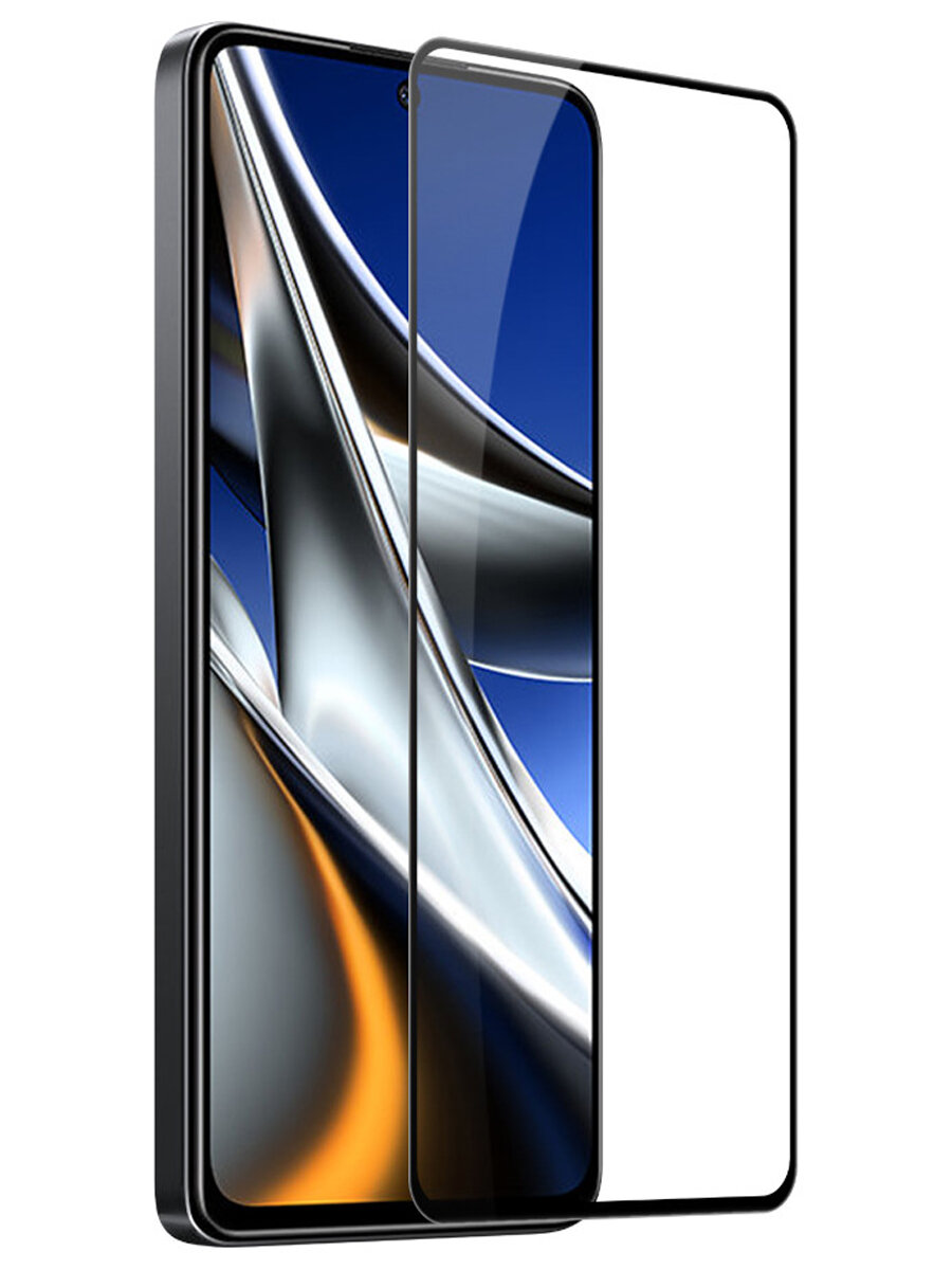Защитное стекло 3D Tempered Glass для Xiaomi Poco X4 Pro 5G / Poco F4 5G полный клей ( черная рамка )