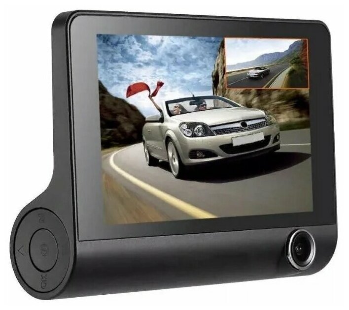 Автомобильный видеорегистратор с 3 камерами непрерывная циклическая съемка салона экран 4 дюйма Car DVR WDR Full HD 504