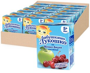 Сок осветленный Бабушкино Лукошко Яблоко-вишня (Tetra Pak), с 5 месяцев, 0.2 л, в упаковке 18 шт.