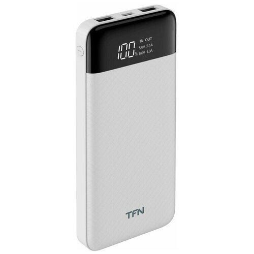 фото Внешний аккумулятор tfn 10000mah slim duo lcd белый