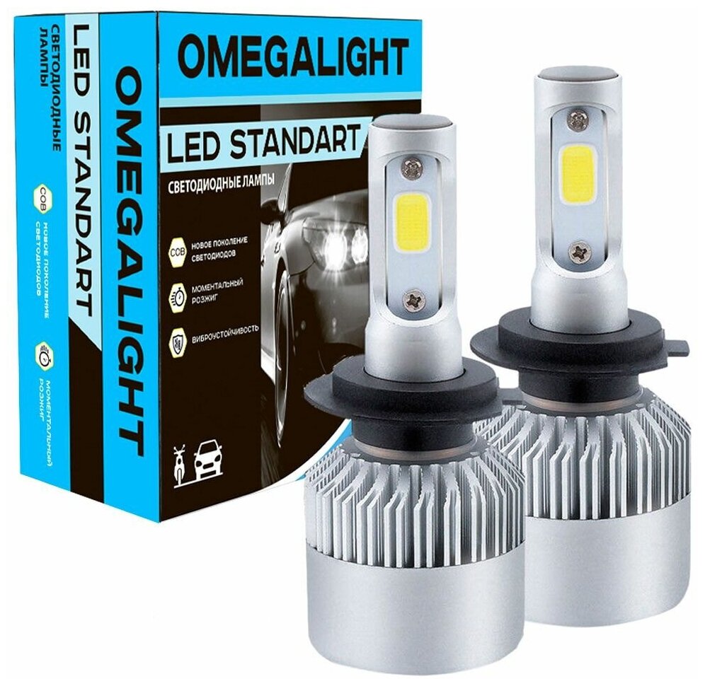 OMEGALIGHT OLLEDH7ST-2 Лампа светодиодная 12V H7 PX26d 2400LM 2шт. Standart OMEGALIGHT