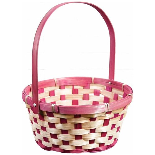 фото Florento корзина плетеная 21х21х10/24 см белый/розовый