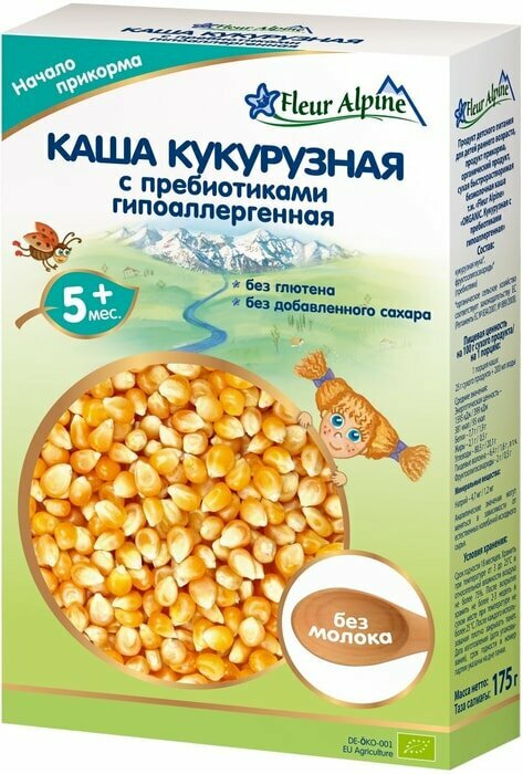 Каша Fleur Alpine Кукурузная с пребиотиками без глютена с 5 месяцев 175г