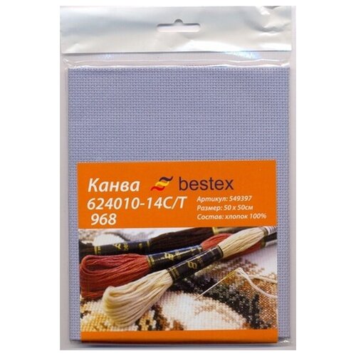 Канва Bestex 624010-14C/T 968, 50*50 см, цвет серый