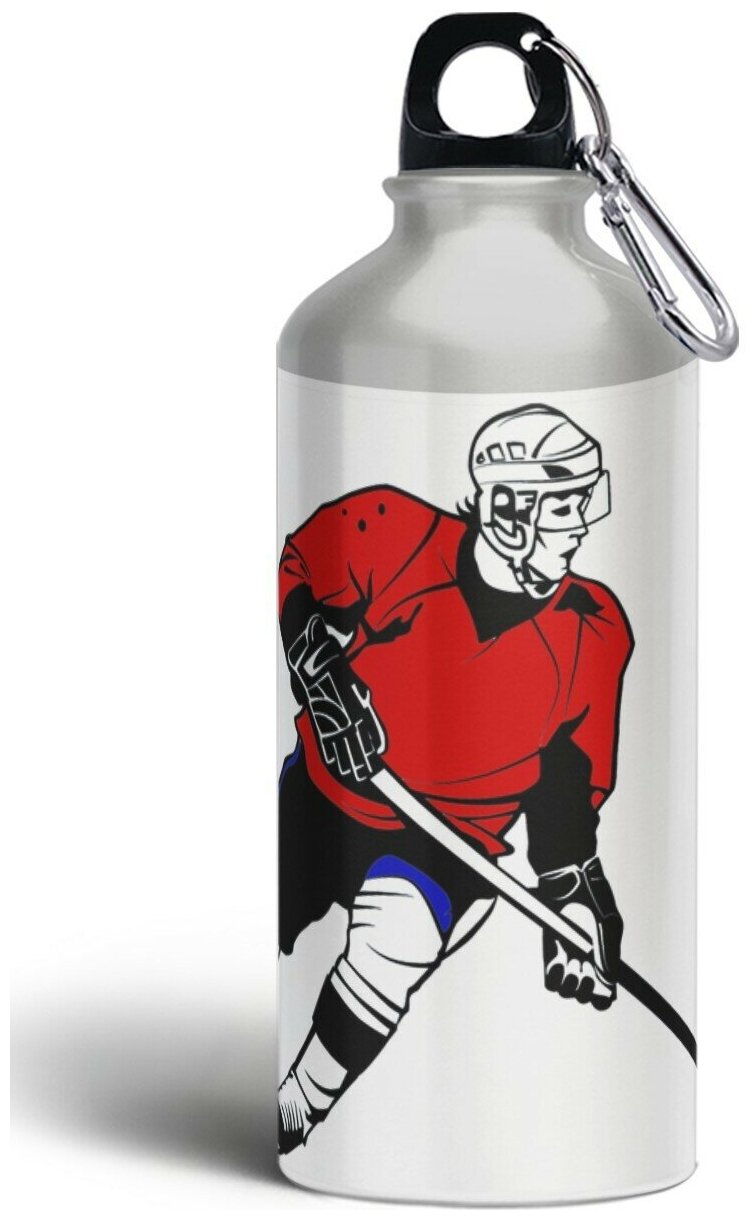 Бутылка спортивная, туристическая фляга, 500мл с карабином Хоккей спорт - 174