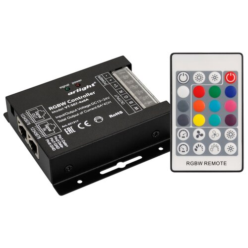 Контроллер-регулятор цвета RGBW с пультом ДУ Arlight VT-S07 VT-S07-4x6A (12-24V, ПДУ 24 кн, RF)