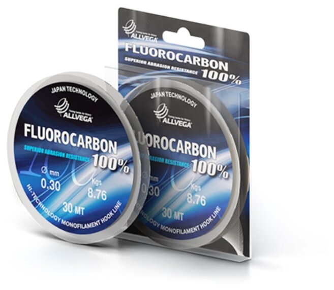 Леска монофильная ALLVEGA "FX Fluorocarbon 100%" 30м 0,30мм (8,76кг) флюорокарбон 100%