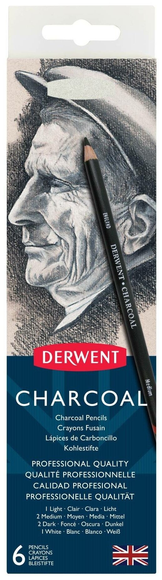 Уголь угольных Derwent Charcoal 6 шт мет кор D-0700838, 1 наб.