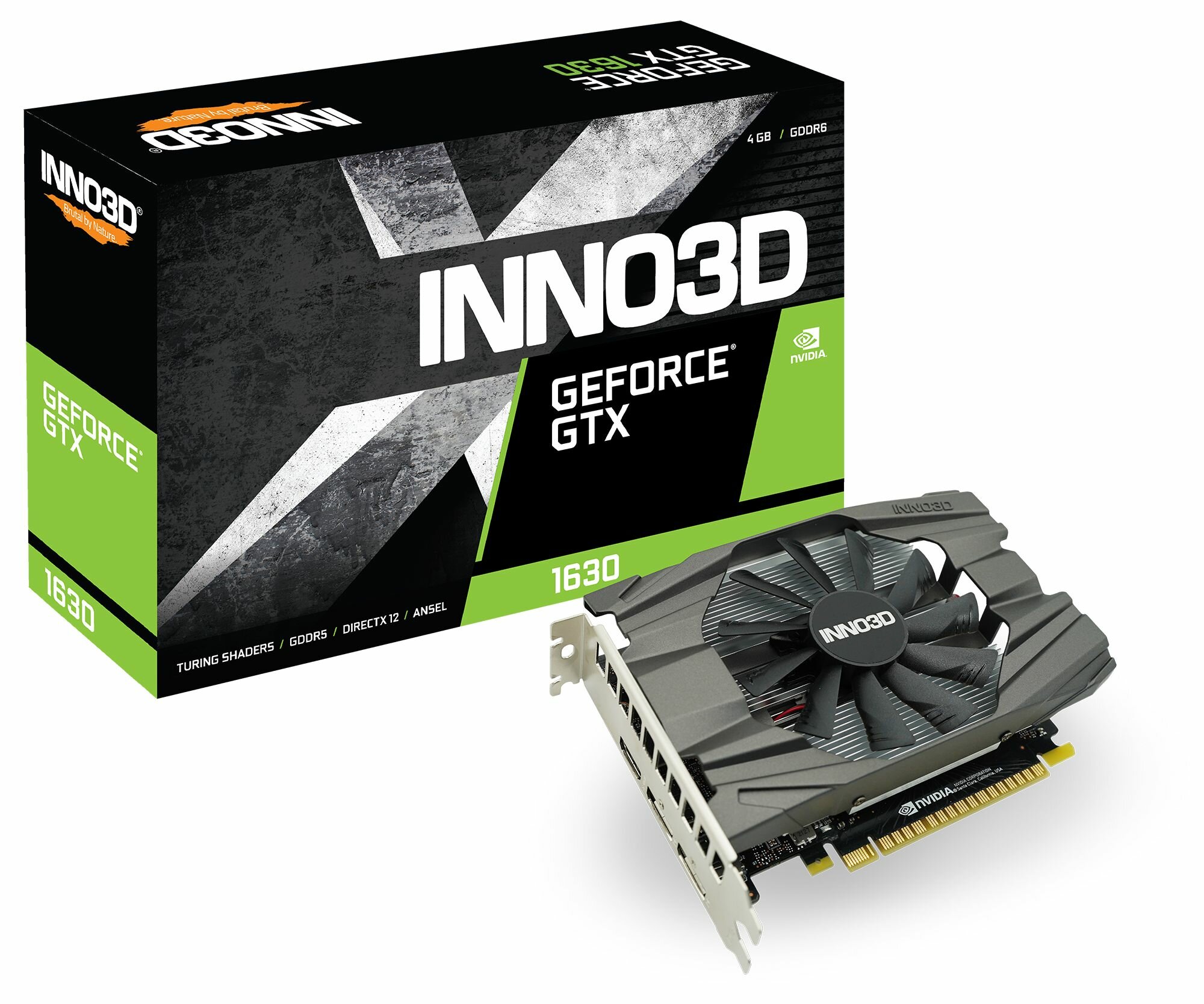 Видеокарта Inno3D GeForce GTX1630 COMPACT 4G GDDR6 64bit HDMI 2xDP N16301-04D6-1177VA19