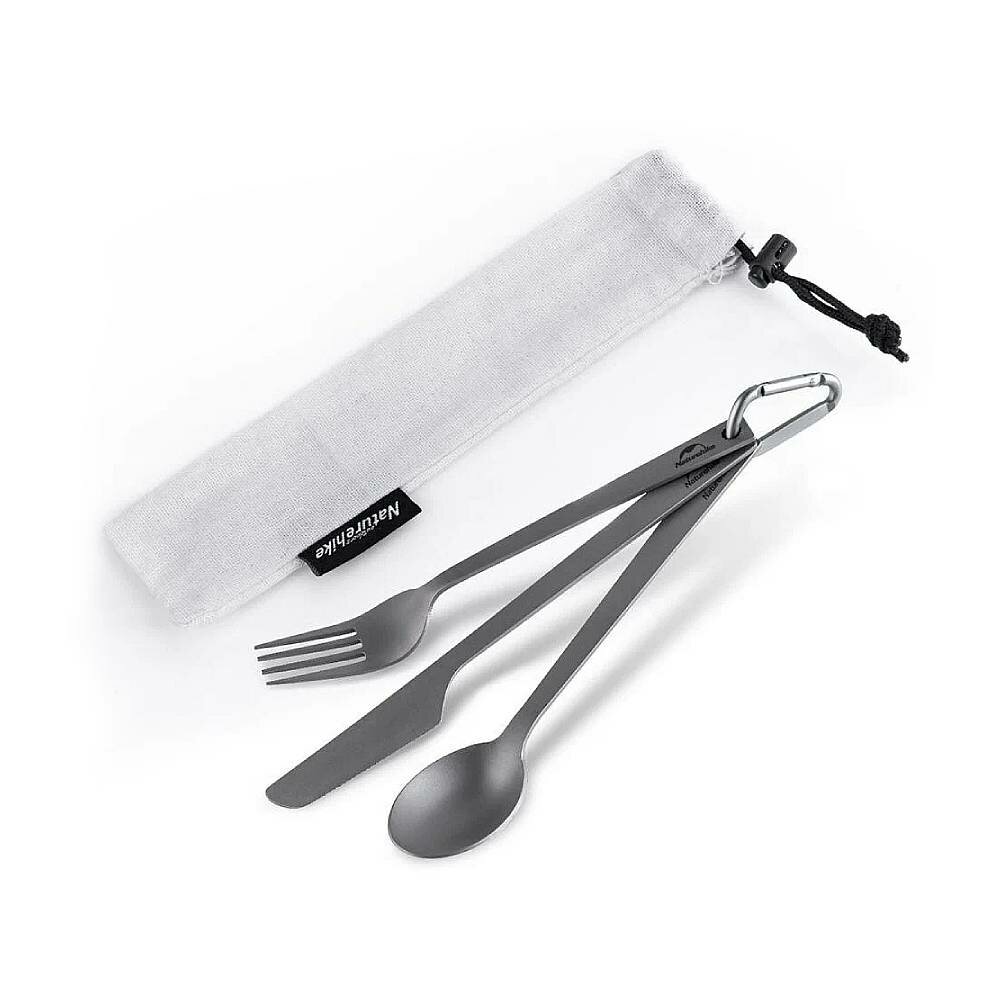 Набор титановых приборов Naturehike TZD11 NH19T011-D (ложка, вилка, нож)