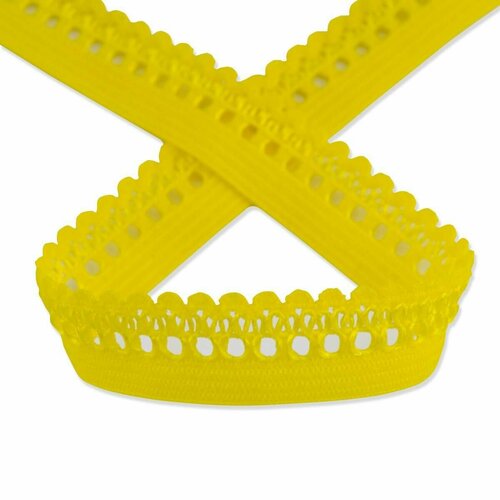Резинка отделочная ажурная, цвет желтый, 25 метров
