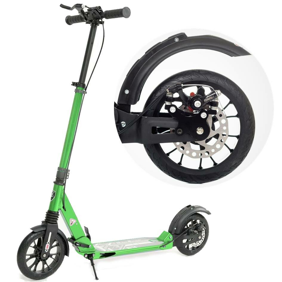 Городской самокат RW Sport Scooter Disk Brake с дисковым тормозом Зелёный металлик