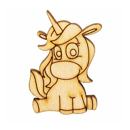 Заготовка из дерева Задумчивый единорог 4 х 3,5 см 3 штуки