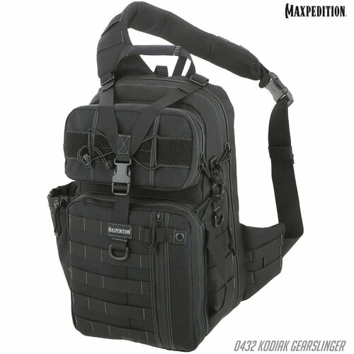 фото Тактический мужской однолямочный рюкзак maxpedition kodiak gearslinger (черный)