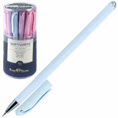 Ручка масляная, пишущий узел 0,5 мм, игольчатая, цвет чернил синий BrunoVisconti - 24 шт