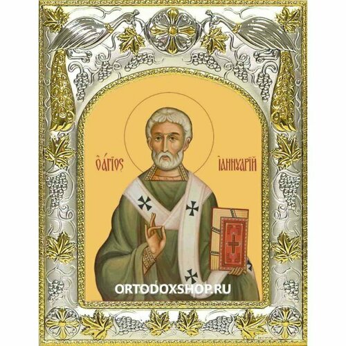 Икона Януарий священномученик 14x18 в серебряном окладе, арт вк-2261