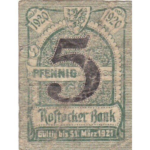 Германия (Веймарская Республика) Росток 5 пфеннигов 1920 г. германия веймарская республика виттен 5 пфеннигов 1920 г