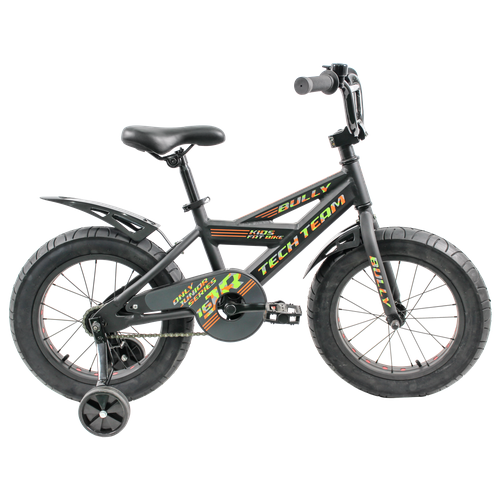 Детский велосипед TechTeam Bully 16 (2022), черный усиленные боковые колеса поддержка на детский велосипед