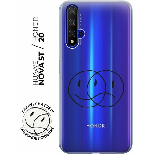 Силиконовый чехол с принтом Two Faces для Honor 20 / Huawei Nova 5T / Хонор 20 / Хуавей Нова 5Т силиконовый чехол на honor 20 huawei nova 5t хонор 20 хуавей нова 5т с эффектом блеска пончики в шоколадной глазури