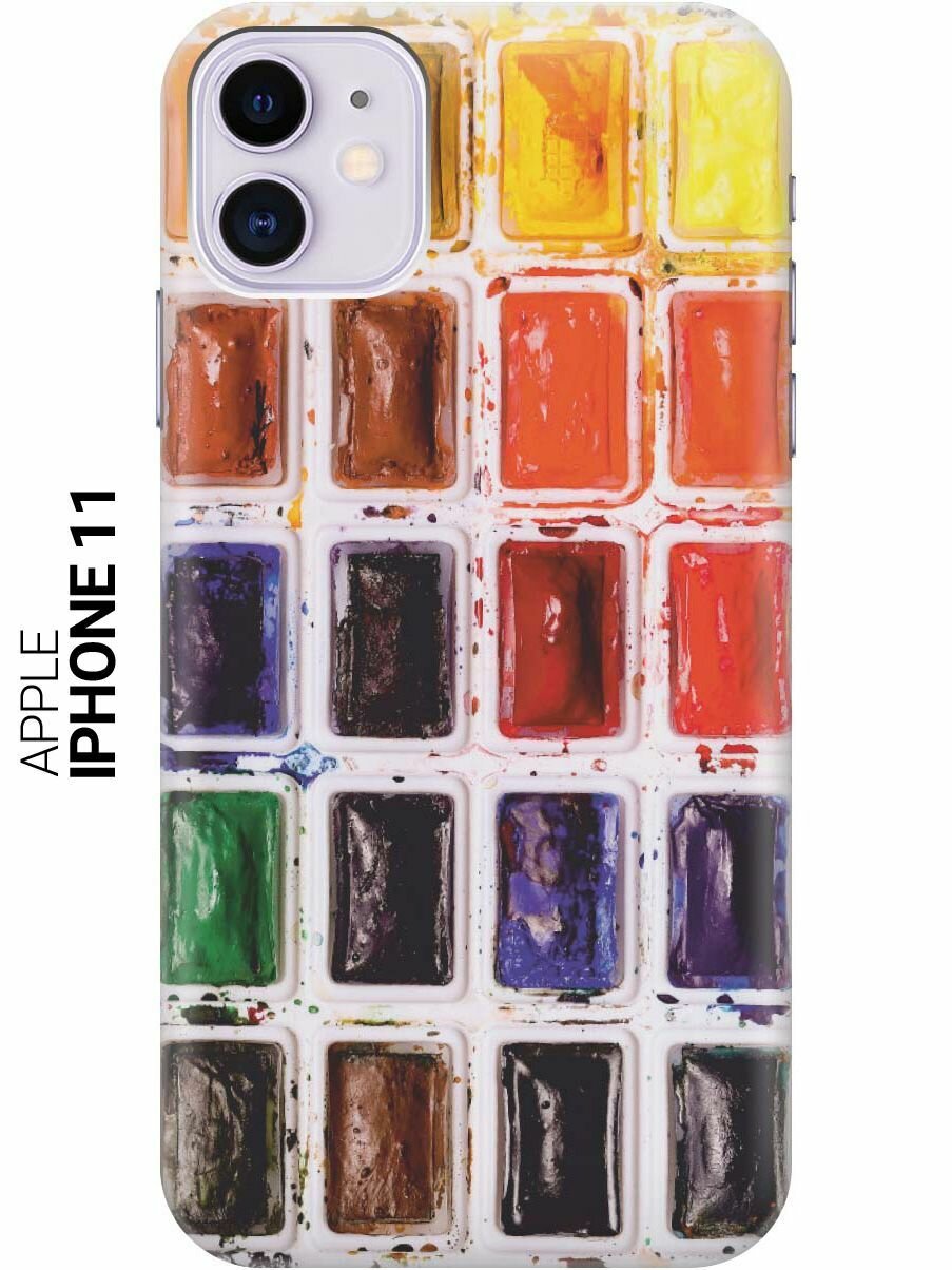 Силиконовый чехол на Apple iPhone 11 / Эпл Айфон 11 с рисунком "Палитра красок"