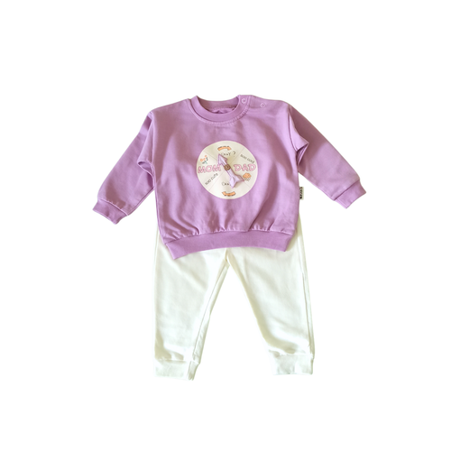 Комплект одежды  Necix's, размер 1-2 года, фиолетовый, бежевый
