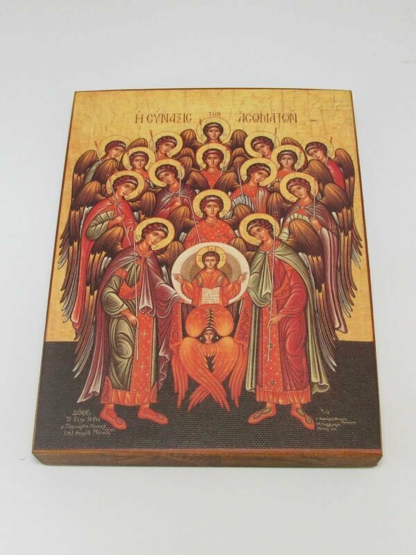 Икона Собор Архистратига Михаила (Собор всех архангелов), под старину, 15х20 см